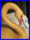 Vintage Hand Carved Wooden Swan Sculpture 11 Inch Tall
