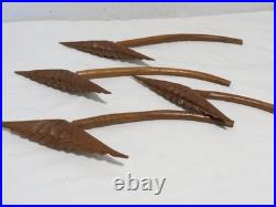 Vintage Hand Carved Wooden Tulip Flower 22 Sculpture Vase MCM Decor