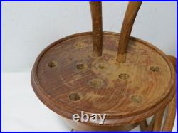 Vintage Hand Carved Wooden Tulip Flower 22 Sculpture Vase MCM Decor