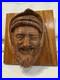 Vintage Hand Carved Wooden Wall Art Bearded Man Head Sculpture 8x8x3.5