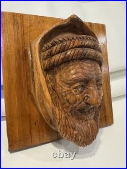 Vintage Hand Carved Wooden Wall Art Bearded Man Head Sculpture 8x8x3.5 Vintage Hand Carved Wooden Wall Art Bearded Man Head Sculpture 8x8x3.5