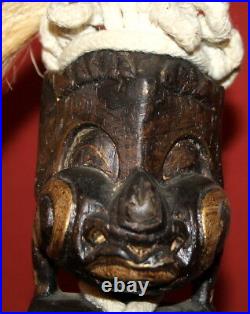 Vintage Hand Carving Ornate Wood African Man Sculpture