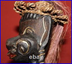 Vintage Hand Carving Ornate Wood African Woman Sculpture