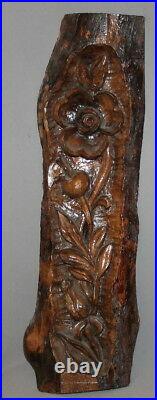 Vintage Hand Carving Wood Wall Decor Floral Flower Plaque