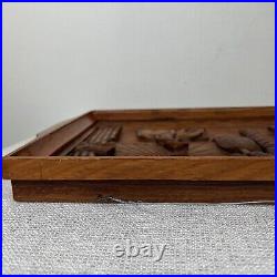 Vintage Hand Crafted Carved Wood Wall Hanging Philippine Village Farming