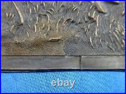Vintage Hand Made English Hunting Scene Metal Sculpture Art with Wood Frame 16