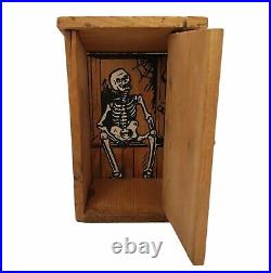 Vintage Hand Made Folk Art Wood Collectible The Lost WPA Worker Skeleton Inside