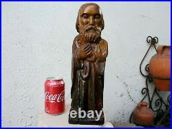 Vintage Hand Made Wood Sculpture Carving Old Religious Statue Saint Peter
