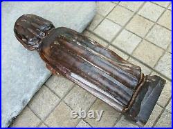 Vintage Hand Made Wood Sculpture Carving Old Religious Statue Saint Peter