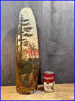 Vintage Hand Painted Wood Log Wildlife Folk Art Sculpture Rustic Cabin Antique