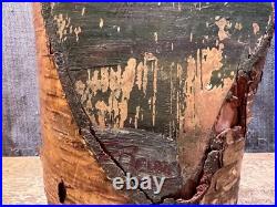 Vintage Hand Painted Wood Log Wildlife Folk Art Sculpture Rustic Cabin Antique