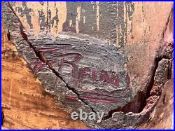 Vintage Hand Painted Wood Log Wildlife Folk Art Sculpture Rustic Cabin Antique