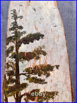 Vintage Hand Painted Wood Log Wildlife Folk Art Sculpture Rustic Cabin Antique