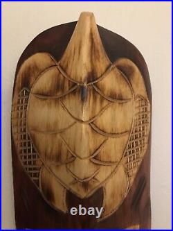 Vintage Hand-carved Indonesian Mask Sea Turtle Art Wood Sculpture 18