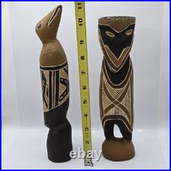 Vintage HandCarved Wood Tiwi Birds And Spirits Sculptures Bird 11H, Totem 10H