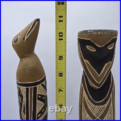 Vintage HandCarved Wood Tiwi Birds And Spirits Sculptures Bird 11H, Totem 10H