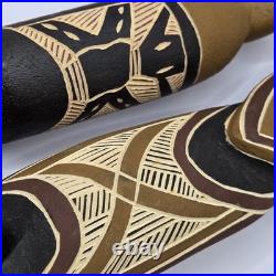 Vintage HandCarved Wood Tiwi Birds And Spirits Sculptures Bird 11H, Totem 10H