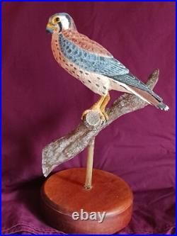 Vintage Handcarved Kestral signed 2004 by Roger A. Wilson well known WI carver