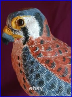 Vintage Handcarved Kestral signed 2004 by Roger A. Wilson well known WI carver