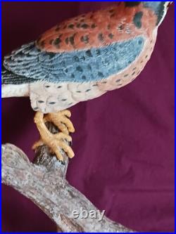 Vintage Handcarved Kestral signed 2004 by Roger A. Wilson well known WI carver