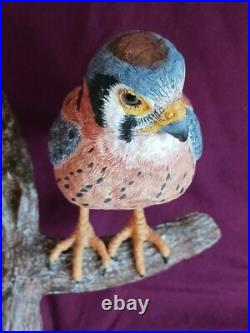Vintage Handcarved Kestral signed 2004 by Roger A. Wilson well known WI carver