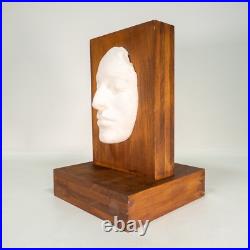 Vintage Handmade Art Two Faced Sculpture Face Relief Plaster on Wood Unique