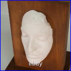 Vintage Handmade Art Two Faced Sculpture Face Relief Plaster on Wood Unique