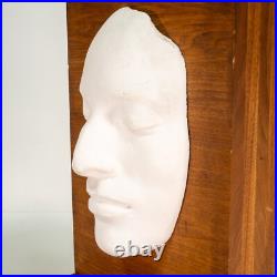 Vintage Handmade Art Two Faced Sculpture Face Relief Plaster on Wood Unique