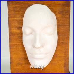 Vintage Handmade Art Two Faced Sculpture Face Relief Plaster on Wood Unique