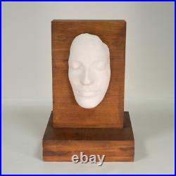 Vintage Handmade Art Two Faced Sculpture Face Relief Plaster on Wood Unique