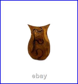 Vintage Handmade Owl Wood Puzzle Sculpture by Deborah D. Bump Stamped by Artist