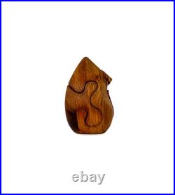 Vintage Handmade Owl Wood Puzzle Sculpture by Deborah D. Bump Stamped by Artist