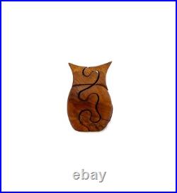 Vintage Handmade Owl Wood Puzzle Sculpture by Deborah D. Bump Stamped by Artist