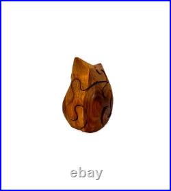 Vintage Handmade Owl Wood Puzzle Sculpture by Deborah D. Bump Stamped by Artist