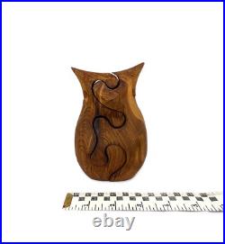 Vintage Handmade Owl Wood Puzzle Sculpture by Deborah D. Bump Stamped by Artist