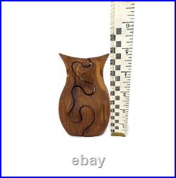 Vintage Handmade Owl Wood Puzzle Sculpture by Deborah D. Bump Stamped by Artist
