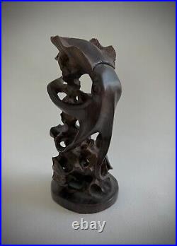 Vintage Hard Wood Octopus & Sea Creatures Table Sculpture