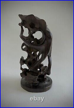 Vintage Hard Wood Octopus & Sea Creatures Table Sculpture