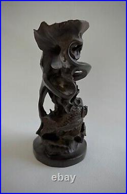 Vintage Hard Wood Octopus & Sea Creatures Table Sculpture