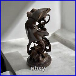 Vintage Hard Wood Octopus & Sea Creatures Table Sculpture