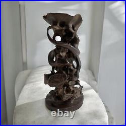 Vintage Hard Wood Octopus & Sea Creatures Table Sculpture