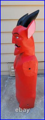 Vintage (Haunted) Carved Wood Devil Sculpture Life Size By Inocencio Vasquez