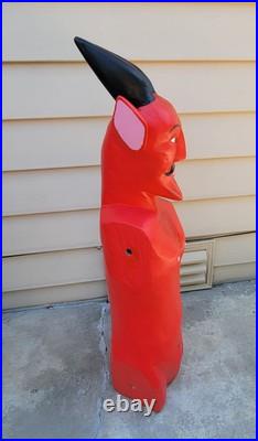 Vintage (Haunted) Carved Wood Devil Sculpture Life Size By Inocencio Vasquez