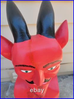 Vintage (Haunted) Carved Wood Devil Sculpture Life Size By Inocencio Vasquez