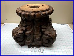 Vintage Heavy Large Carved WOOD Greek Roman Column Capital or Stand