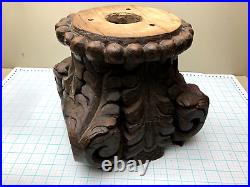 Vintage Heavy Large Carved WOOD Greek Roman Column Capital or Stand