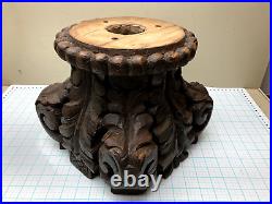 Vintage Heavy Large Carved WOOD Greek Roman Column Capital or Stand