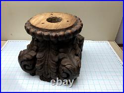 Vintage Heavy Large Carved WOOD Greek Roman Column Capital or Stand