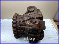 Vintage Heavy Large Carved WOOD Greek Roman Column Capital or Stand