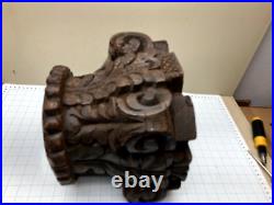 Vintage Heavy Large Carved WOOD Greek Roman Column Capital or Stand